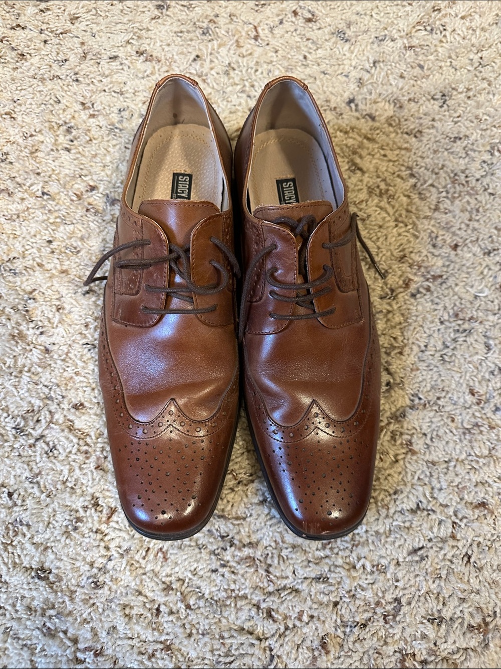 Stacy Adams Brown Leather Wingtip Derby Shoes